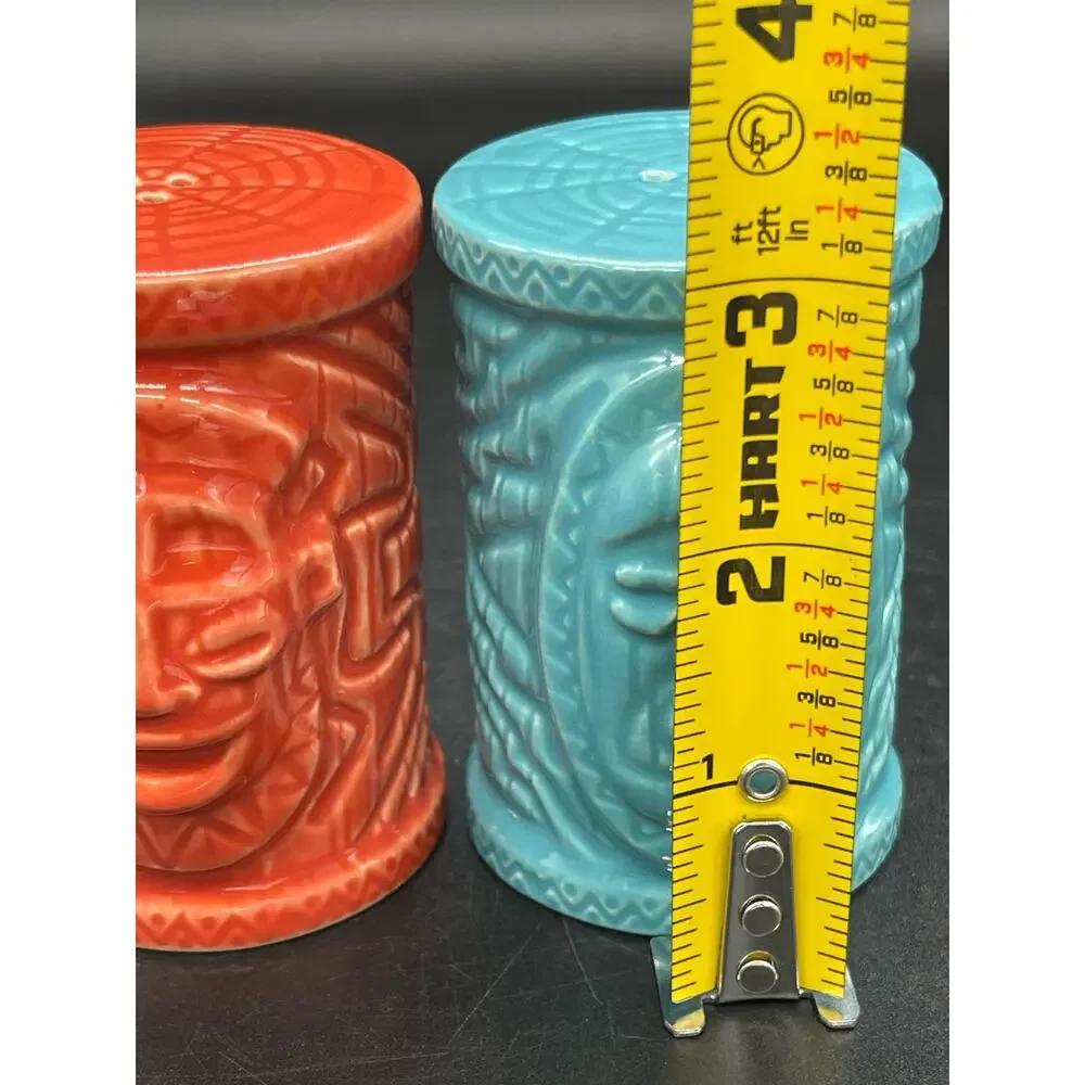 Disney Adventureland Salt & Pepper Shakers Tiki Totem Pole 2 Faced 3